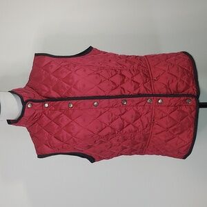 Eddie Bauer Burgundy Snowflake Embroidered Quilted Down Vest Size Large